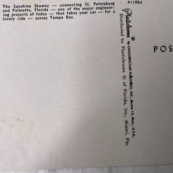 Vintage Postcard Sunshine Skyway Tampa Bay Bridge Florida Standard u - Picture 4 of 5